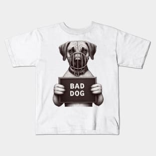 Muzzled Bad Dog Jail Mugshot Kids T-Shirt